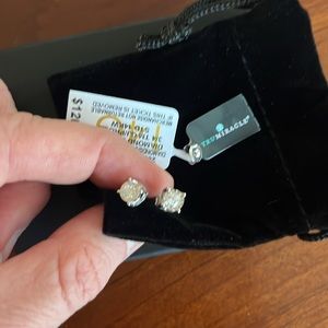 Diamond solitaire wedding diamond earring studs, standard 14kw